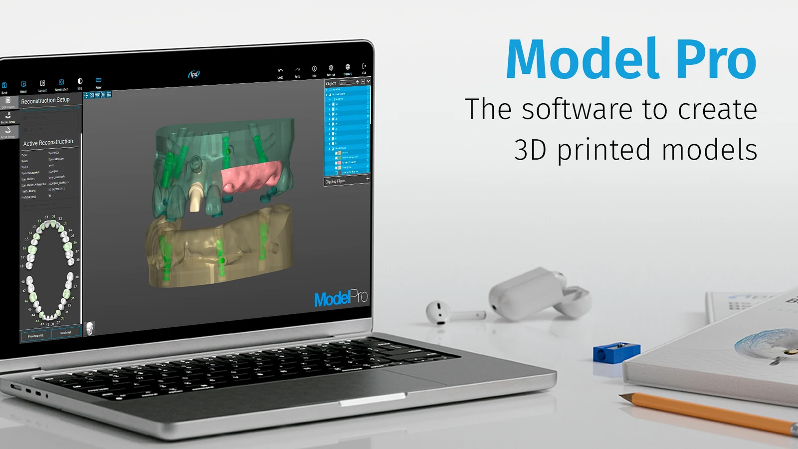 ModelPro software IPD pro tvorbu 3D tištěných dentálních modelů