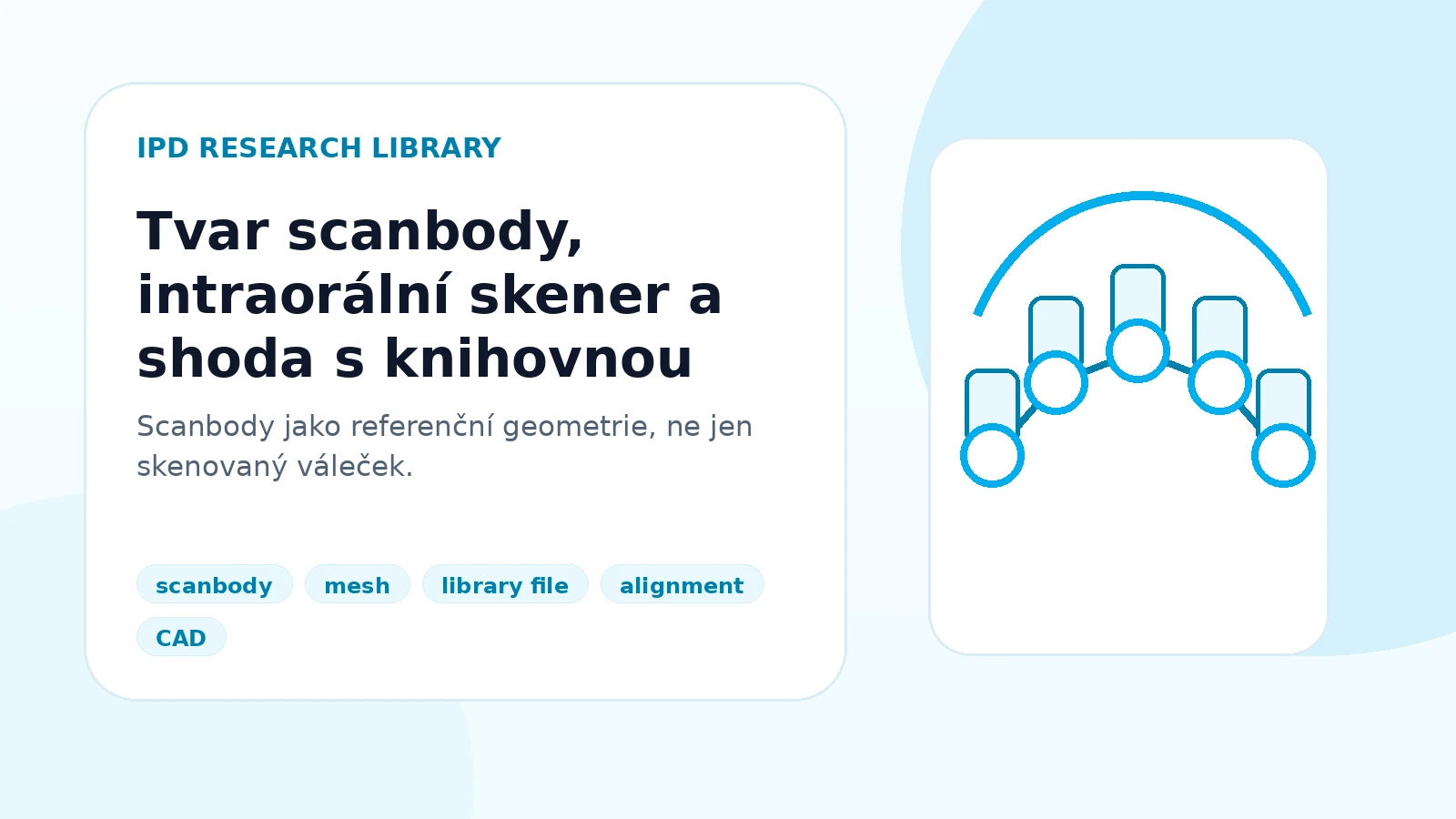 Tvar scanbody, intraorální skener a shoda s knihovnou